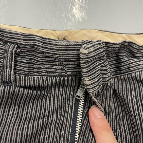 Vintage 40s 50s Black Striped Cotton Flat Trousers 27x30 - Picture 3 of 6